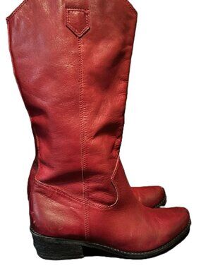 Franco Sarto red leather boots size 7.5